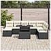 Set di divani da giardino a 9 pezzi con cuscini Nero Polyrattan,  Divano da giardino a 2 posti con cuscini Nero Polyrattan - Foto miniatura 3
