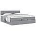 Pouf Letto con Materasso Grigio Chiaro 160x200 cm in Tessuto - Foto miniatura 5