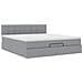 Pouf Letto con Materasso Grigio Chiaro 160x200 cm in Tessuto - Foto miniatura 6
