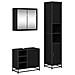 Set di mobili per il bagno 3 pcs Rovere Nero Legno multistrato - Foto miniatura 1