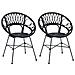 Sedia da pranzo 2 pcs Nero 49 x 51 x 81 cm Rattan e Ferro - Foto miniatura 1