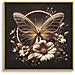 Stampa Con Led Su Tela Laccata Butterfly Farfalla Dorata Quadrata Con Cornice Oro - Foto miniatura 1