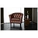 Chesterfield Poltrona Imbottita Capitonné Poltroncina Caffé - Foto miniatura 2