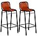 2 Pz Sgabelli Da Bar In Vera Pelle 46x45x94 Cm - Foto miniatura 1