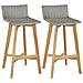 Sgabelli 2 Pz Polyrattan E Legno Massello D'acacia 40x45x90 Cm - Foto miniatura 1