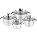 Pablo Batteria Da Cucina In Acciaio Inossidabile, 8 Pezzi, Induzione, Coperchi Vetro Argento - Foto miniatura 1