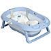 Vaschetta Bagnetto Pieghevole Bambini 0-6 Anni Con Cuscino E 2 Ripiani, 83x48x23.5 Cm, Blu E Bianco - Foto miniatura 1