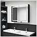 Armadietto Bagno Con Specchio E Led Nero Lucido 80x12x68 Cm - Foto miniatura 8