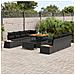Set di 11 Pezzi di Divano da Giardino con Cuscini Rattan Nero Acacia,  Set da Pranzo da Giardino con 3 Pezzi e Cuscini Rattan Nero Acacia - Foto miniatura 3