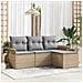 Set di divani da giardino 4 pezzi con cuscini Beige Rattan sintetico - Foto miniatura 2