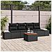 Set divani giardino 5 pezzi con cuscini in polirattan nero e acacia - Foto miniatura 2