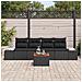 Set divani giardino 5 pezzi con cuscini in polirattan nero e acacia - Foto miniatura 3
