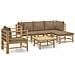 Set Salotto da Giardino 6pz con Cuscini Tortora Bambù - Foto miniatura 1