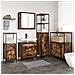 Set di mobili da bagno 5 pezzi in legno ingegnerizzato rovere affumicato - Foto miniatura 2