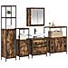 Set di mobili da bagno 5 pezzi in legno ingegnerizzato rovere affumicato - Foto miniatura 3