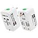 Adattatore Viaggio 2 Usb Presa Internazionale Uk, Usa, Aus, Nz, Eu Bianco - Foto miniatura 7