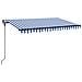 Tenda da Sole Retrattile Manuale con LED 400x300cm Blu e Bianco - Foto miniatura 1