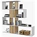 Libreria Decorativa E Funzionale Con Cinque Scomparti, Colore Bianco Con Inserti Color Rovere, Misure 145 X 145 X 29 Cm - Foto miniatura 4