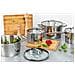 Professional Batteria Da Cucina In Acciaio Inossidabile, 8 Pezzi, Induzione, Coperchi Vetro Argento - Foto miniatura 3