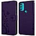 Custodia Compatibile Con Motorola Moto G71 5g In Lilla Scuro Fiore - Coperchio Protettivo In Design Floreale Con Chiusura Magnetica, Funzione Stand E Slot Per Carte - Foto miniatura 7