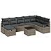 Set di Divani da Giardino a 9 Pezzi con Cuscini Rattan Grigio,  Divano da Giardino a 2 Posti con Cuscini Rattan Grigio - Foto miniatura 1