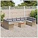 Set Divano da Giardino 11 Pezzi con Cuscini Beige Rattan Acacia - Foto miniatura 3