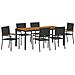 Set da Pranzo per Giardino 7 pcs Nero 190 x 90 x 75 cm - Foto miniatura 1