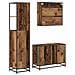 Set di mobili per il bagno con cassetto 3 pcs Legno vecchio - Foto miniatura 9