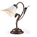Lampada Da Tavolo In Metallo Marrone Spennellato Oro Con Vetro Ambra - Foto miniatura 1