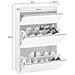 Scarpiera Paco, Mobile Multiuso A 2 Ante E 1 Anta A Ribalta, Portascarpe Da Ingresso, 100% Made In Italy, Cm 60x27h108, Bianco Lucido - Foto miniatura 3