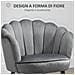 Poltrona in Velluto Imbottita con Schienale a Conchiglia, 66x66x78.5cm, Grigio - Foto miniatura 4