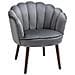 Poltrona in Velluto Imbottita con Schienale a Conchiglia, 66x66x78.5cm, Grigio - Foto miniatura 1