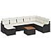 Set di Divani da Giardino a 9 Pezzi con Cuscini Rattan Nero,  Divano da Giardino a 2 Posti con Cuscini Rattan Nero - Foto miniatura 1