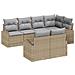 Set divano da giardino da 7 pezzi con cuscini in poli rattan beige - Foto miniatura 1