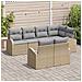 Set divano da giardino da 7 pezzi con cuscini in poli rattan beige - Foto miniatura 3