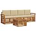 Set divani 5 pcs Naturale e Beige Legno di Acacia Massello - Foto miniatura 1