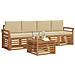 Set divani 5 pcs Naturale e Beige Legno di Acacia Massello - Foto miniatura 3