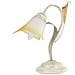 Lampada Da Tavolo Lucrezia In Metallo Avorio Spennellato Oro Lavorato A Mano In Italia. Vetro Bianco Sfumato Ambra. Stile Classico. - Foto miniatura 1