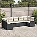Set divano da giardino da 7 pezzi con cuscini in polirattan nero, Set divano da giardino per 2 persone con cuscini in polirattan nero - Foto miniatura 2