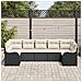 Set divano da giardino da 7 pezzi con cuscini in polirattan nero, Set divano da giardino per 2 persone con cuscini in polirattan nero - Foto miniatura 3