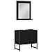 Set di mobili da bagno a 2 pezzi in legno ingegnerizzato nero e rovere - Foto miniatura 1