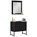 Set di mobili da bagno a 2 pezzi in legno ingegnerizzato nero e rovere - Foto miniatura 3