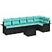 Set Divano da Giardino con cuscino 7 pcs Nero Poly Rattan - Foto miniatura 1