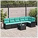 Set Divano da Giardino con cuscino 7 pcs Nero Poly Rattan - Foto miniatura 2