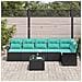Set Divano da Giardino con cuscino 7 pcs Nero Poly Rattan - Foto miniatura 3