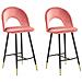 Set Di 2 Sgabelli Da Bar In Velluto Rosso Corallo Falton - Foto miniatura 1