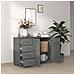 Credenza Grigio Scuro 113x40x80 Cm In Legno Massello Di Pino - Foto miniatura 4
