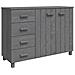 Credenza Grigio Scuro 113x40x80 Cm In Legno Massello Di Pino - Foto miniatura 1
