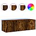 Mobile Tv A Parete Con Luci Led Rovere Fumo 100x35x31 Cm - Foto miniatura 2
