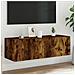Mobile Tv A Parete Con Luci Led Rovere Fumo 100x35x31 Cm - Foto miniatura 1